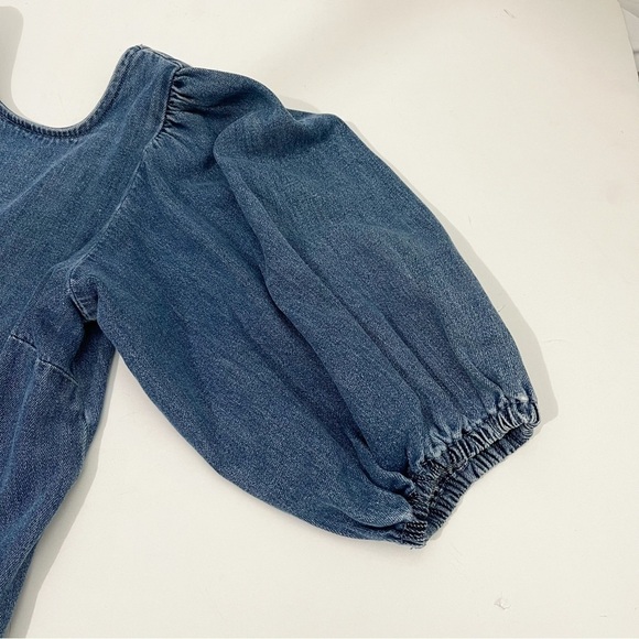 Zara The Robin Denim Blouse Top Balloon Sleeves Size XS - Picture 6 of 7